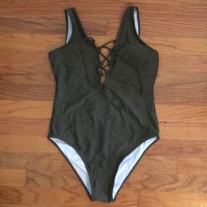 Cupshe Green Lace-Up Swim Suit